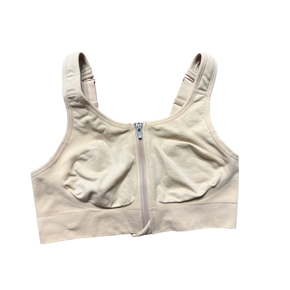 Prairie Wear HuggerVIDA Front Zip Compression Bra Beige Small S/P Post Surgical